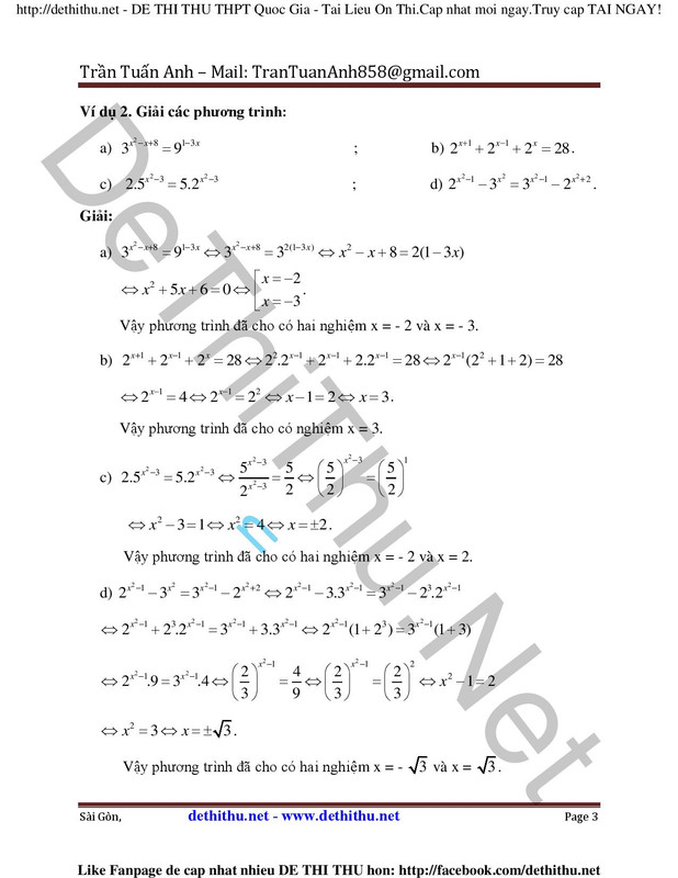 9 phương pháp giải phương trình Logarit, phương trình mũ