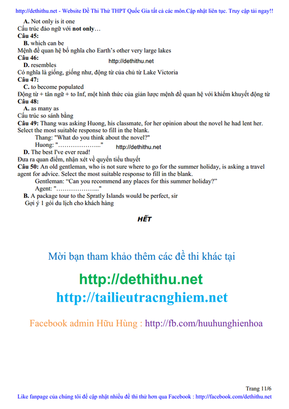 Giải chi tiết đề thi thử môn Anh 2018 THPT Thạnh Hóa