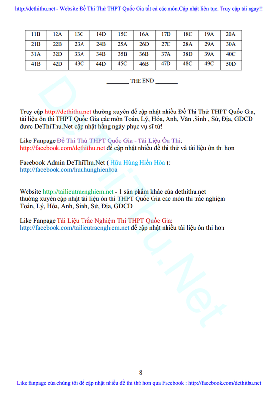 De thi thu nam 2017 mon Tieng Anh THPT Thac Ba, Yen Bai trang 8