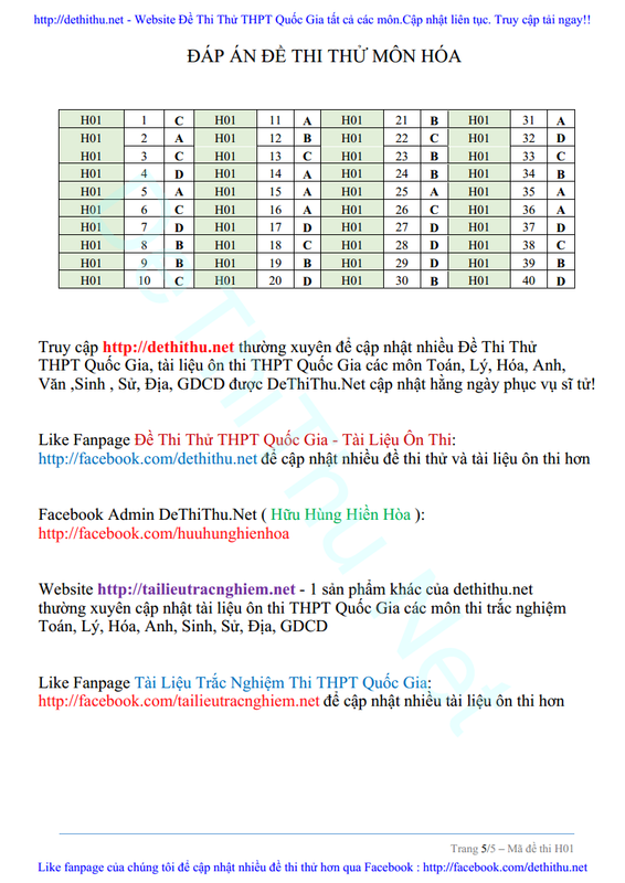 Đề thi thử THPT Quốc Gia môn Hóa Sở GD & ĐT Quảng Nam lần 1 năm 2017