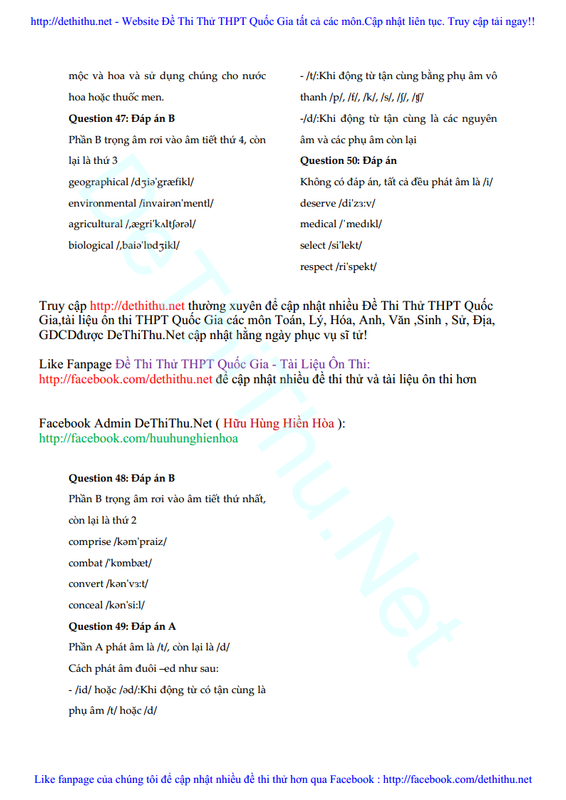 Đề thi thử tiếng Anh 2017 THPT Chuyên Trần Phú KEY giải chi tiết