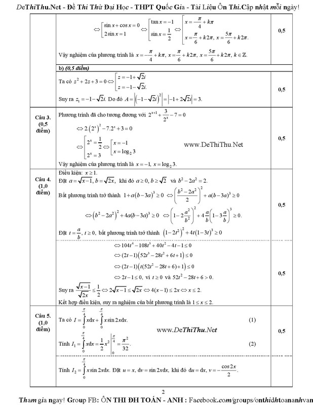 Đề thi thử và đáp án TOÁN chuyên ĐH Vinh lần 4 năm 2015